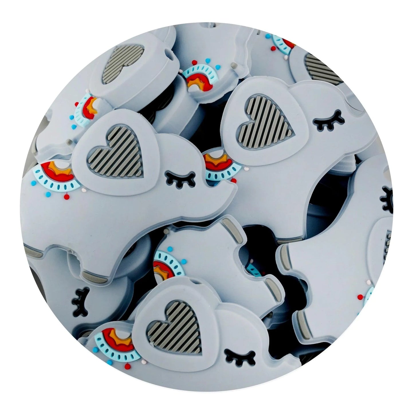 Master Maker Crafts -  Silicone Focal Bead Elephant - Gray (5 Beads)