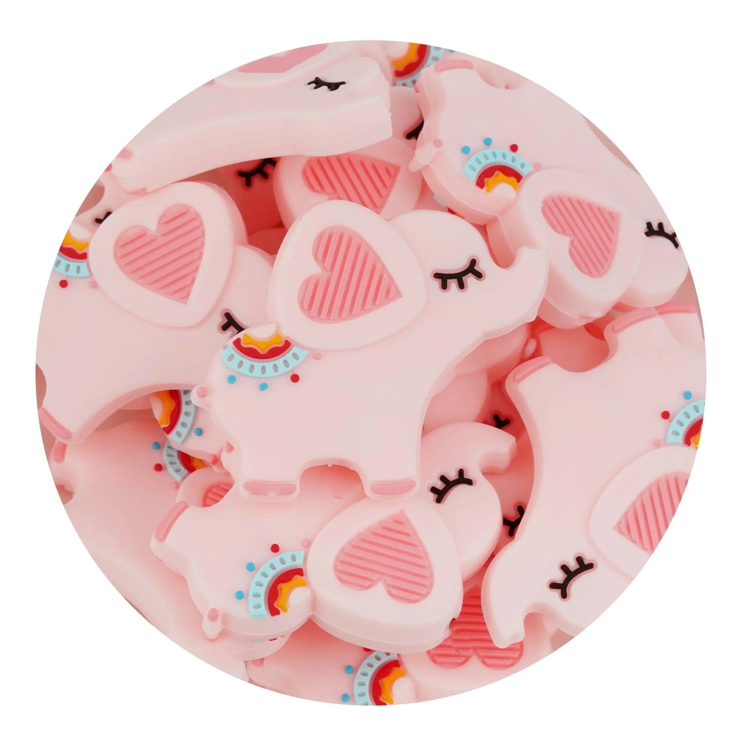 Master Maker Crafts -  Silicone Focal Bead Elephant - Pink (5 Beads)