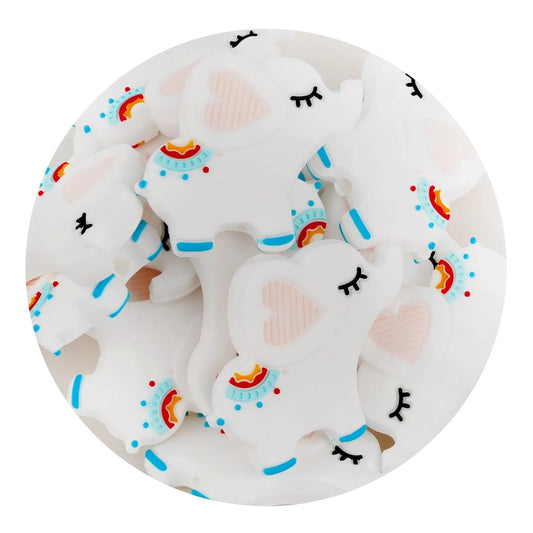 Master Maker Crafts -  Silicone Focal Bead Elephant - White (5 Beads)