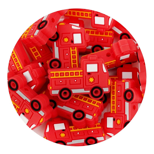 Master Maker Crafts -  Silicone Focal Bead Fire Truck - Red (5 Beads)
