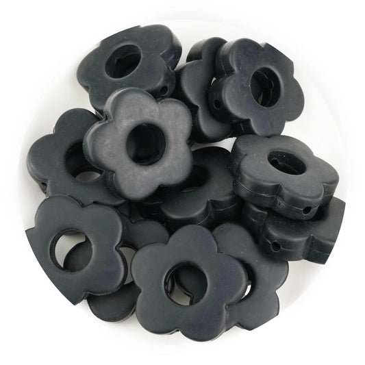 Master Maker Crafts -  Silicone Focal Bead Flower - Black (5 Beads)