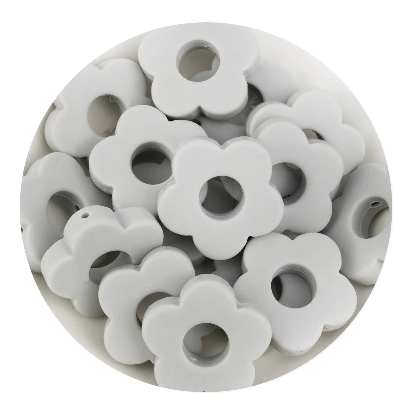 Master Maker Crafts -  Silicone Focal Bead Flower - Light Gray (5 Beads)