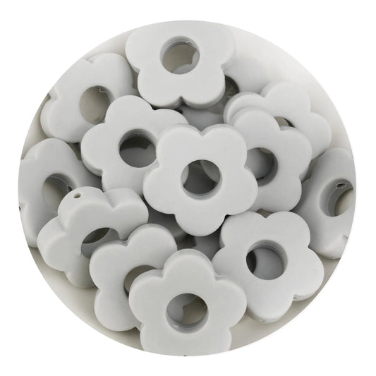 Master Maker Crafts -  Silicone Focal Bead Flower - Light Gray (5 Beads)