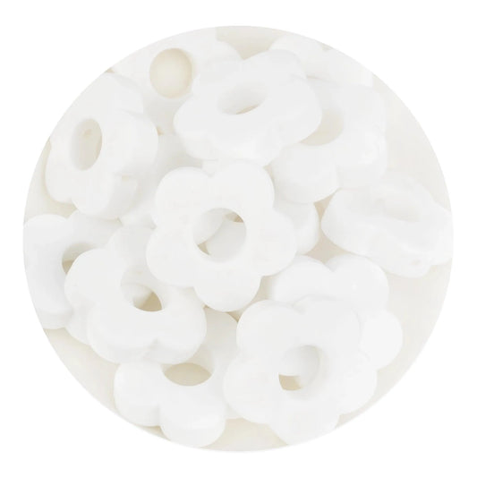 Master Maker Crafts -  Silicone Focal Bead Flower - White (5 Beads)