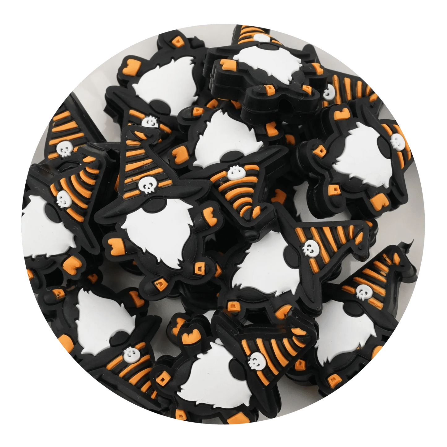Master Maker Crafts -  Silicone Focal Bead - Gnome Orange & White (5 Beads)