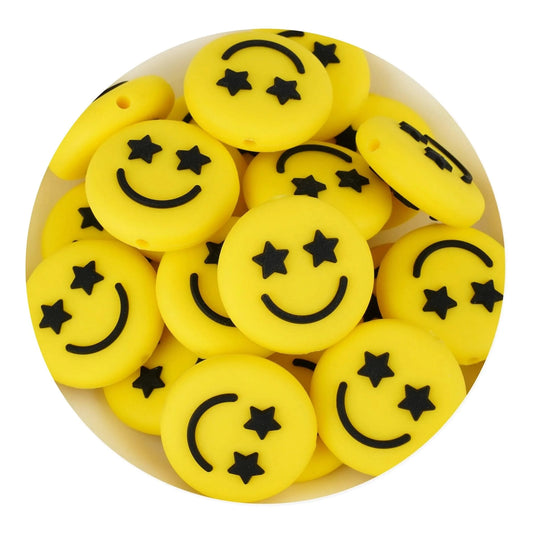 Master Maker Crafts -  Silicone Focal Bead Happy Face - Yellow (5 Beads)