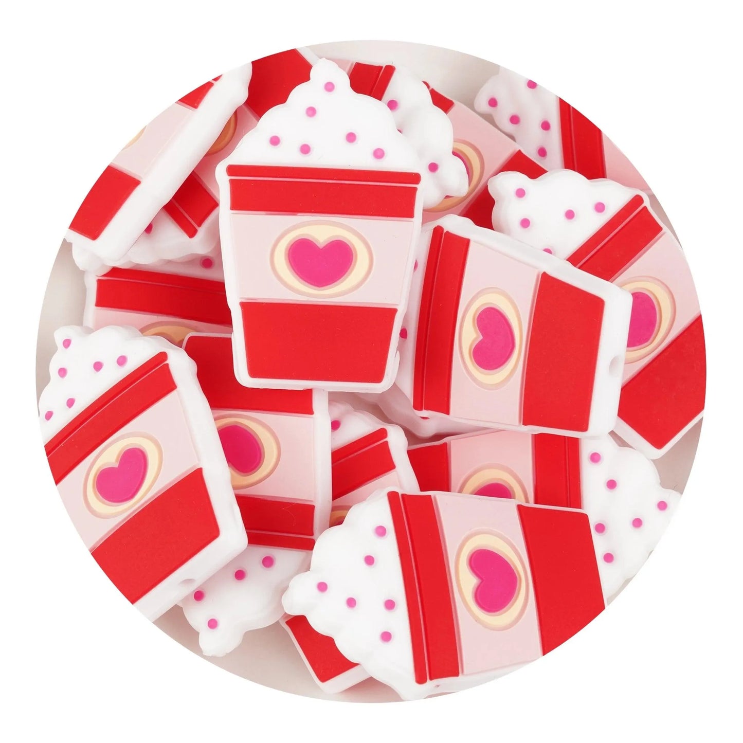 Master Maker Crafts -  Silicone Focal Bead Heart Drink (5 Beads)