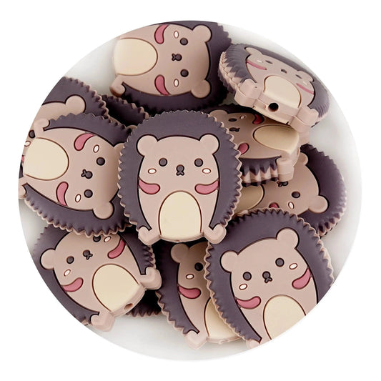 Master Maker Crafts -  Silicone Focal Bead Hedgehog - Tan (5 Beads)