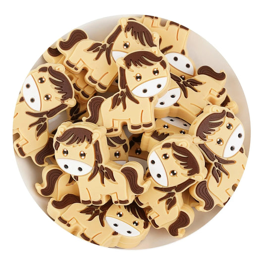 Master Maker Crafts -  Silicone Focal Bead Horse - Brown (5 Beads)
