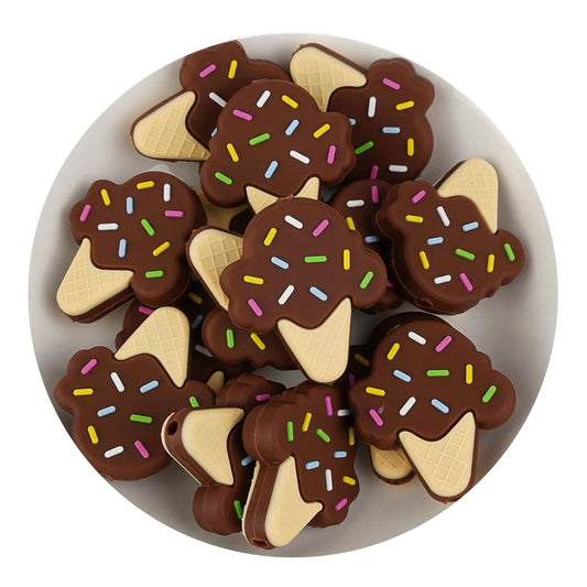Master Maker Crafts -  Silicone Focal Bead Ice Cream - Chocolate (5 Beads)