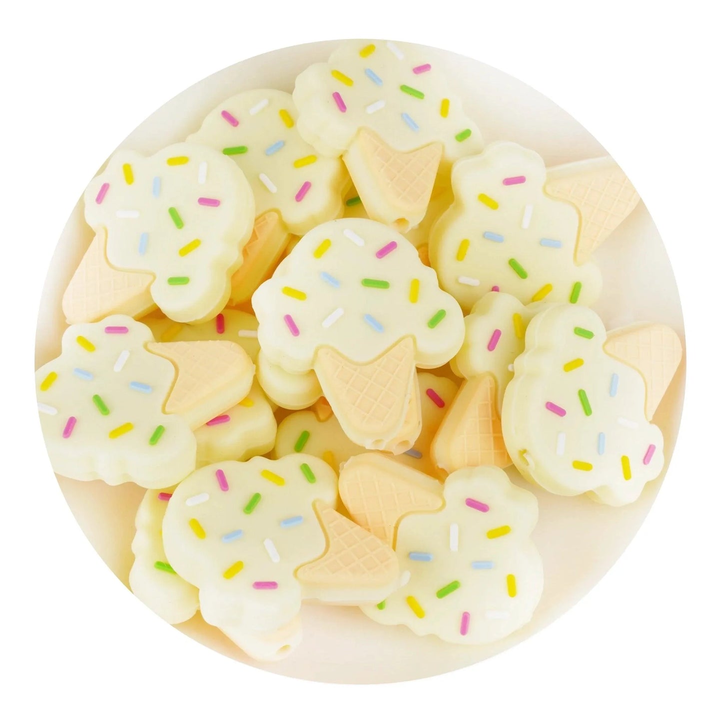 Master Maker Crafts -  Silicone Focal Bead Ice Cream - Cream Yellow (5 Beads)