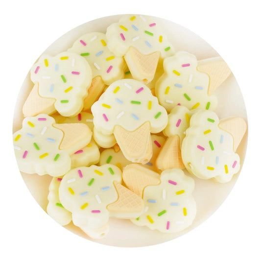 Master Maker Crafts -  Silicone Focal Bead Ice Cream - Cream Yellow (5 Beads)