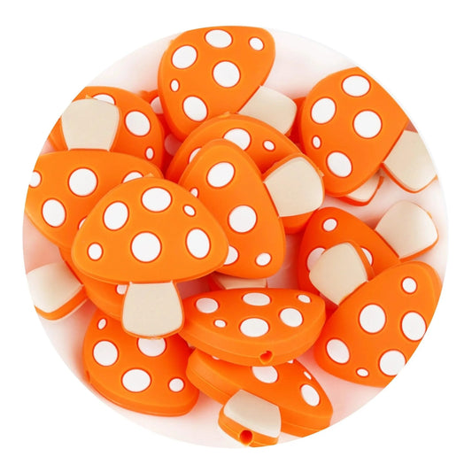 Master Maker Crafts -  Silicone Focal Bead Mushroom - Orange (5 Beads)