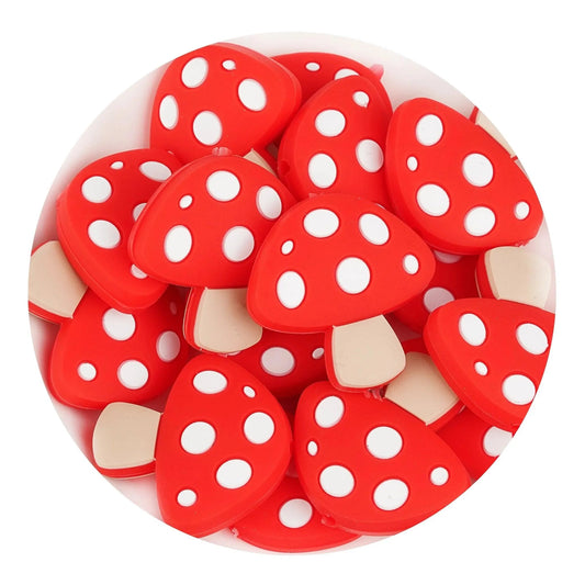 Master Maker Crafts -  Silicone Focal Bead Mushroom - Red (5 Beads)