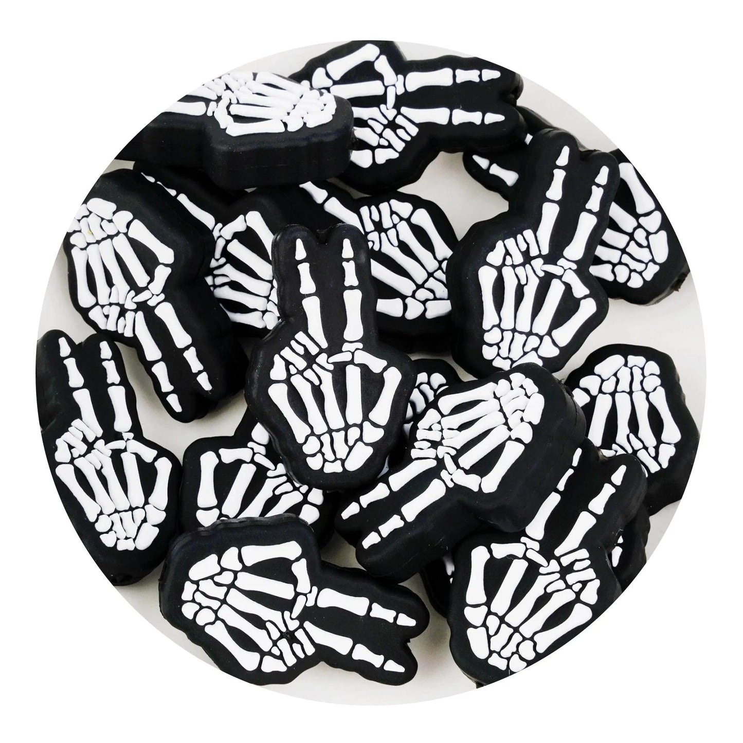Master Maker Crafts -  Silicone Focal Bead Peace Skeleton - White (5 Beads)