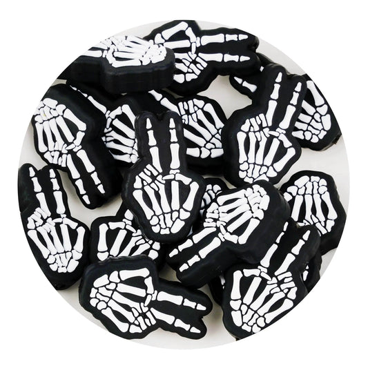 Master Maker Crafts -  Silicone Focal Bead Peace Skeleton - White (5 Beads)