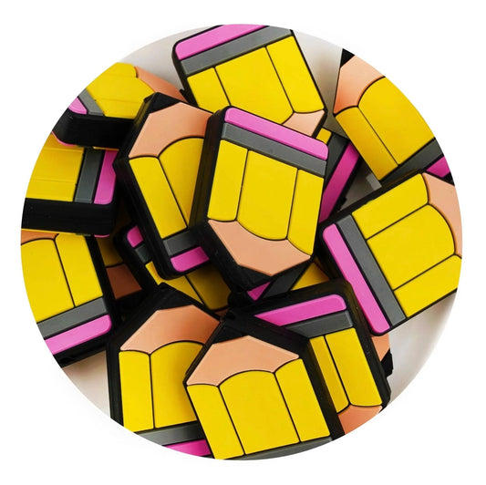 Master Maker Crafts -  Silicone Focal Bead Pencil - Yellow (5 Beads)