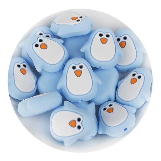 Master Maker Crafts -  Silicone Focal Bead Penguin - Pastel Blue (5 Beads)