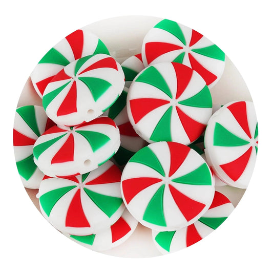 Master Maker Crafts -  Silicone Focal Bead Peppermint Swirl - Green (5 Beads)