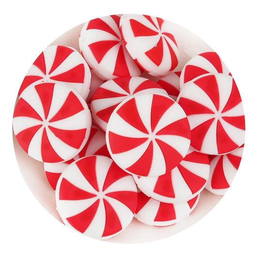 Master Maker Crafts -  Silicone Focal Bead Peppermint Swirl - Red (5 Beads)