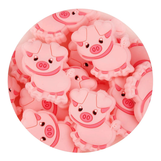 Master Maker Crafts -  Silicone Focal Bead Pig - Pink (5 Beads)