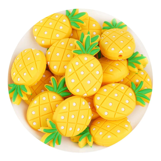 Master Maker Crafts -  Silicone Focal Bead Pineapple - Yellow (5 Beads)
