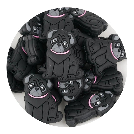 Master Maker Crafts -  Silicone Focal Bead Pug - Black (5 Beads)