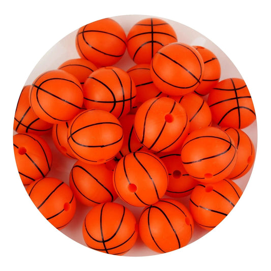 Master Maker Crafts -  Silicone Focal Bead Round Basketball - Orange  (5 Beads - 12mm)
