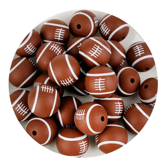 Master Maker Crafts -  Silicone Focal Bead Round Football - Brown (5 Beads - 12mm)