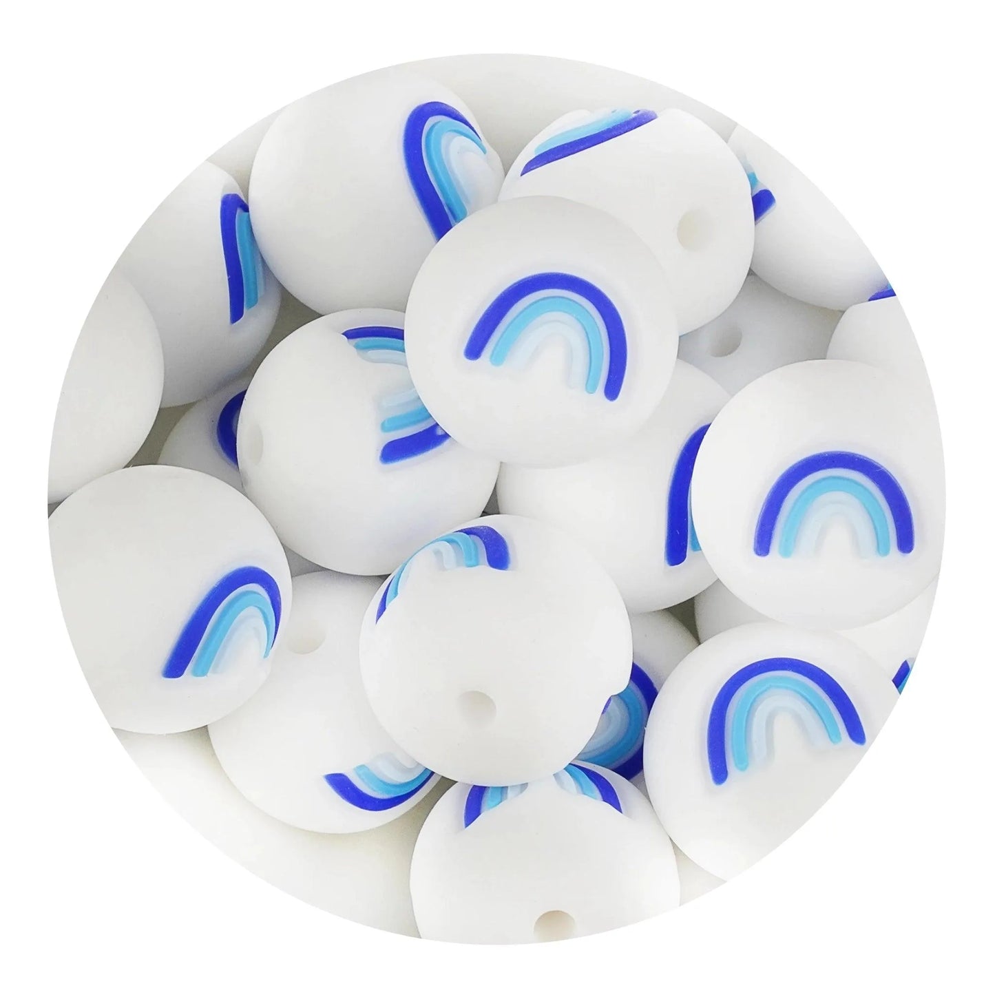 Master Maker Crafts -  Silicone Focal Bead Round Rainbow - Blue (5 Beads)