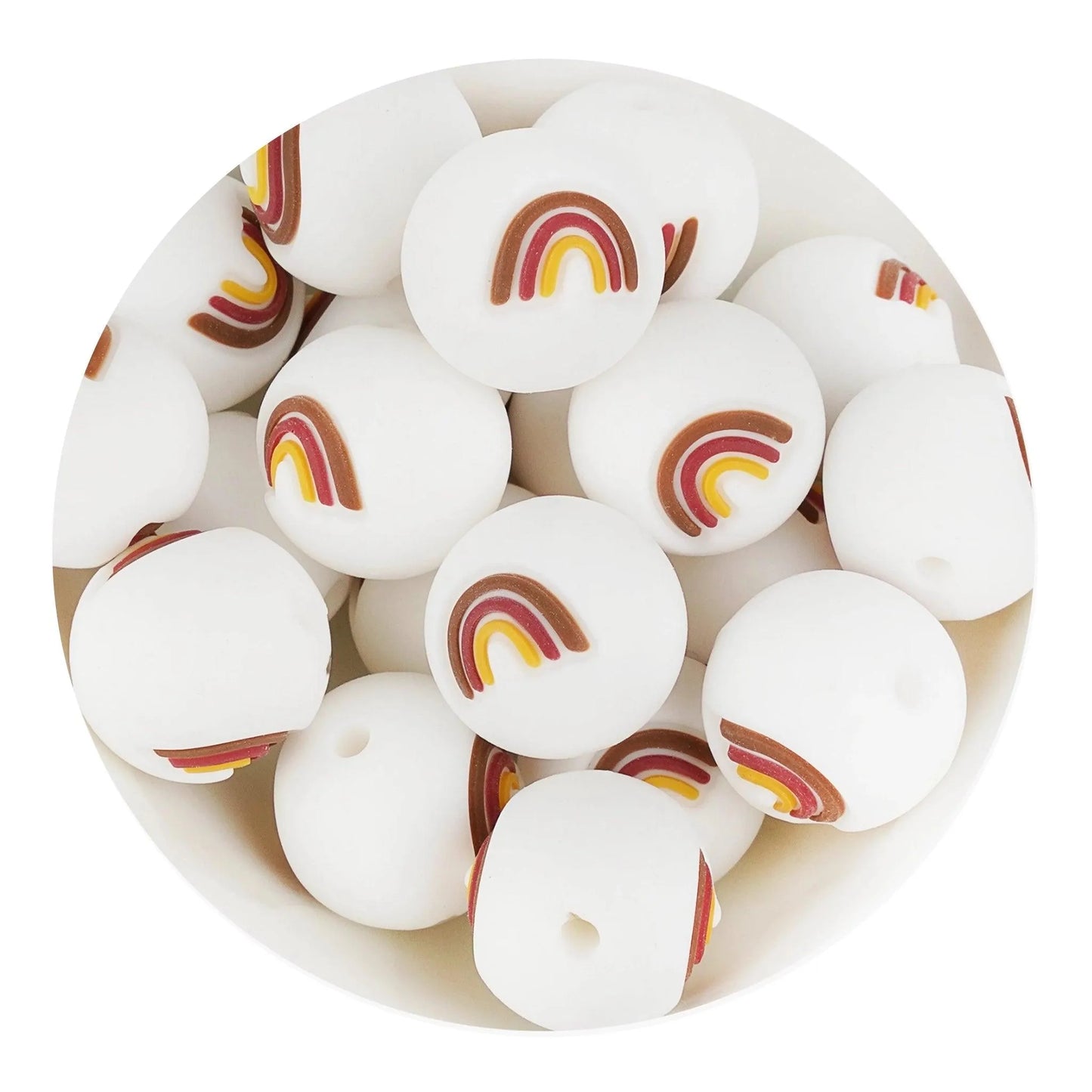 Master Maker Crafts -  Silicone Focal Bead Round Rainbow - Brown (5 Beads)