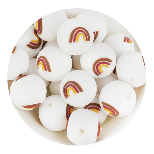 Master Maker Crafts -  Silicone Focal Bead Round Rainbow - Brown (5 Beads)