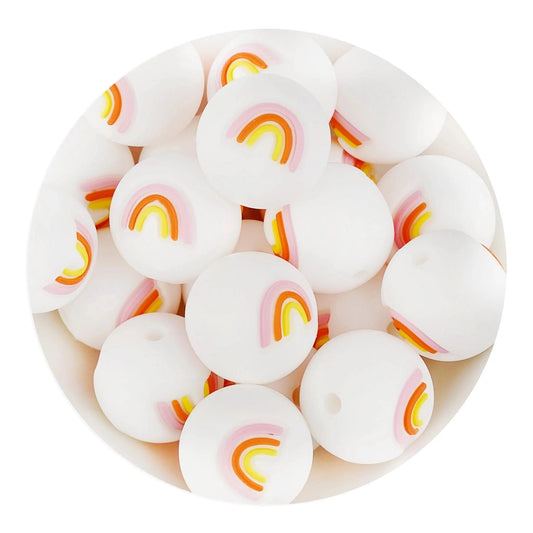 Master Maker Crafts -  Silicone Focal Bead Round Rainbow - Orange (5 Beads)