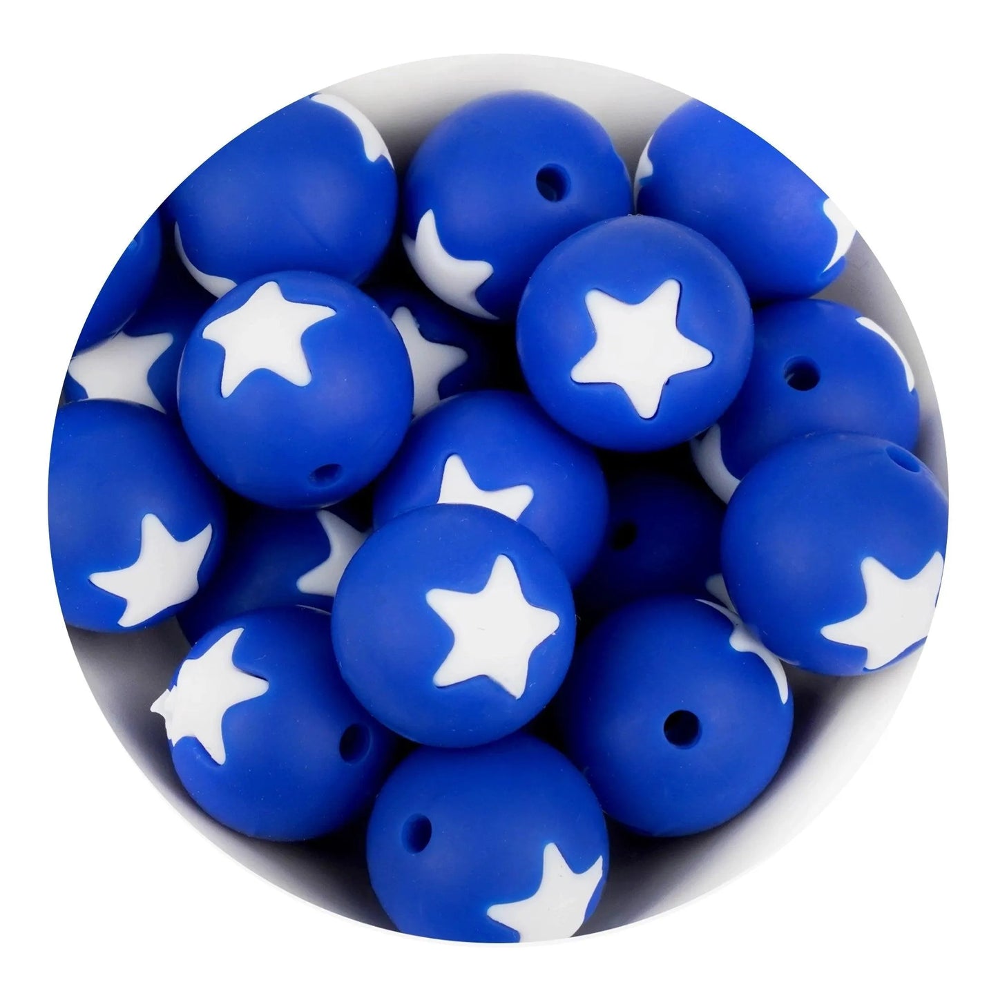 Master Maker Crafts -  Silicone Focal Bead Round Star - Navy (5 Beads - 13.5mm)