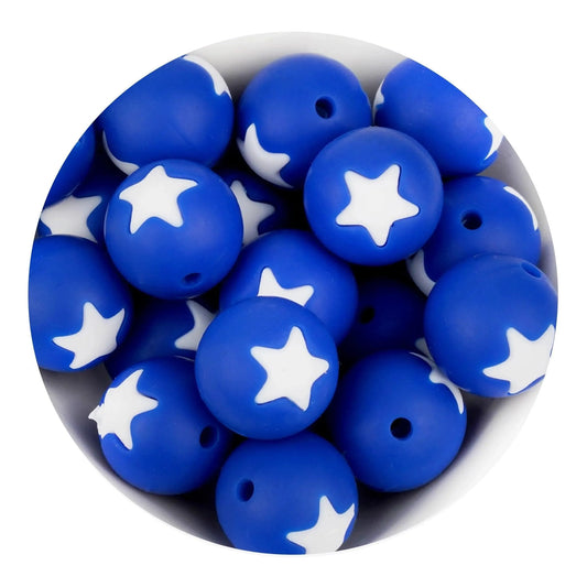 Master Maker Crafts -  Silicone Focal Bead Round Star - Navy (5 Beads - 13.5mm)