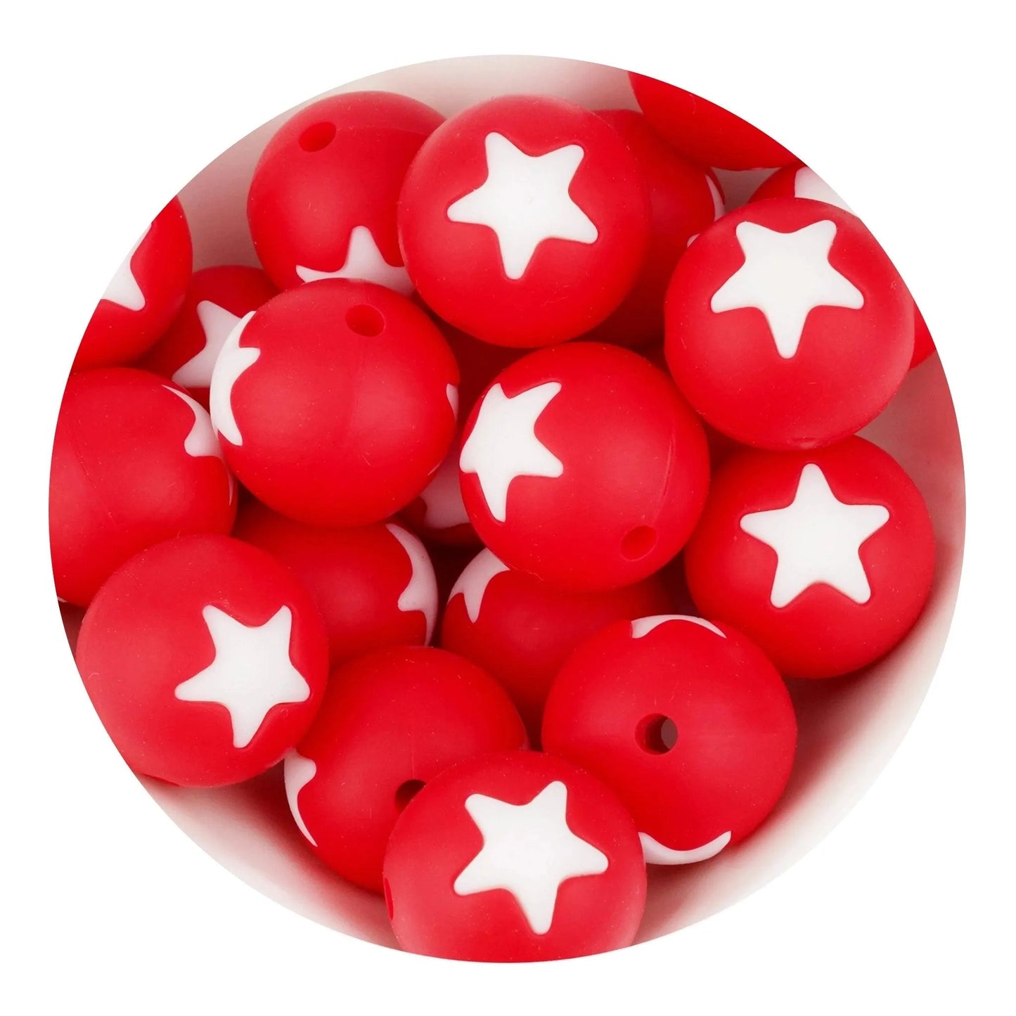 Master Maker Crafts -  Silicone Focal Bead Round Star - Red (5 Beads - 13.5mm)