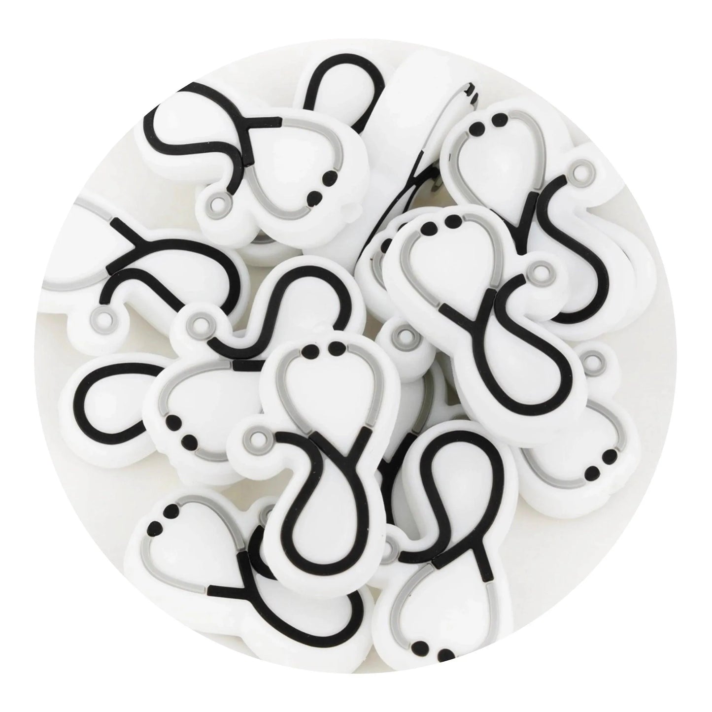 Master Maker Crafts -  Silicone Focal Bead Stethoscope - White (5 Beads)
