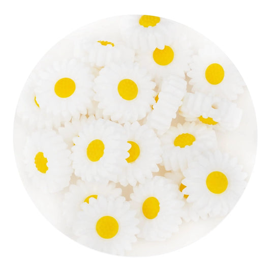 Master Maker Crafts -  Silicone Focal Bead Sunflower - White (5 Beads)