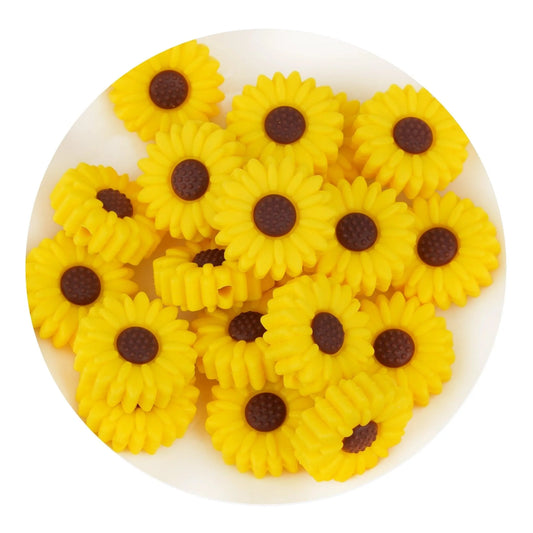 Master Maker Crafts -  Silicone Focal Bead Sunflower - Yellow (5 Beads)