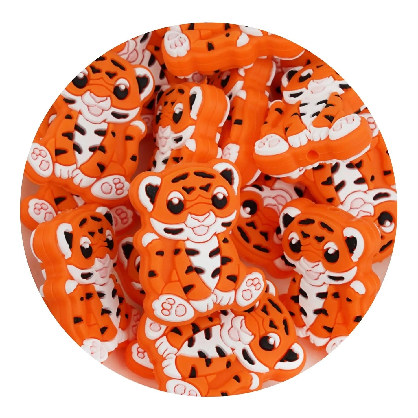 Master Maker Crafts -  Silicone Focal Bead Tiger - Orange (5 Beads)