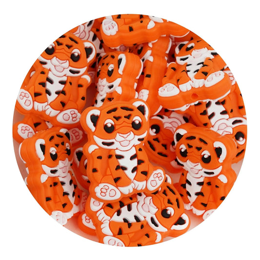Master Maker Crafts -  Silicone Focal Bead Tiger - Orange (5 Beads)