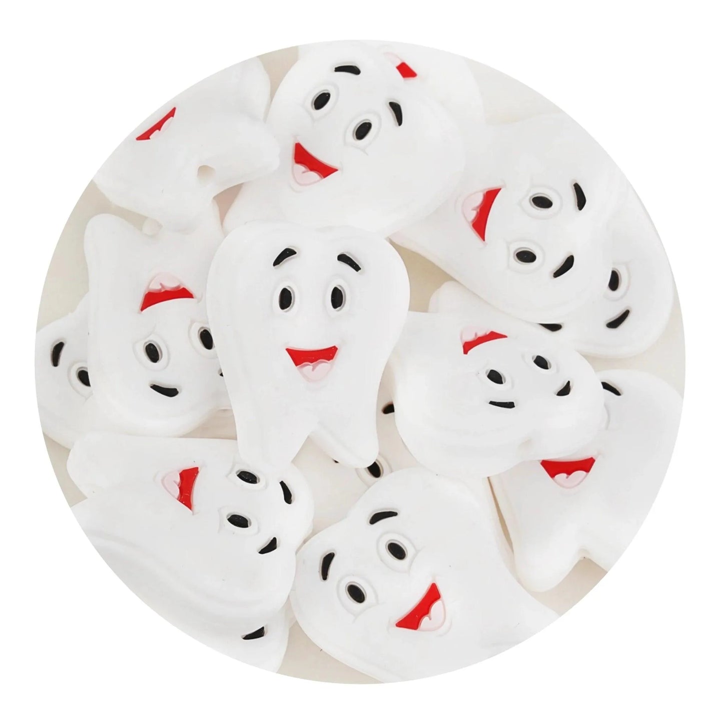 Master Maker Crafts -  Silicone Focal Bead Tooth - White (5 Beads)