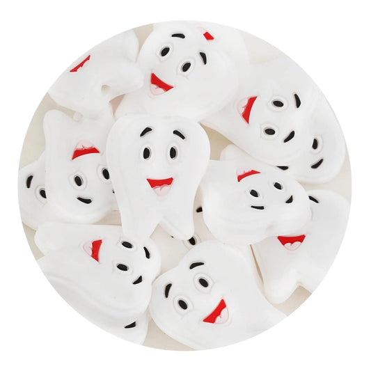 Master Maker Crafts -  Silicone Focal Bead Tooth - White (5 Beads)
