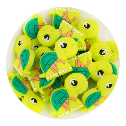 Master Maker Crafts -  Silicone Focal Bead Turtle - Chartreuse (5 Beads)