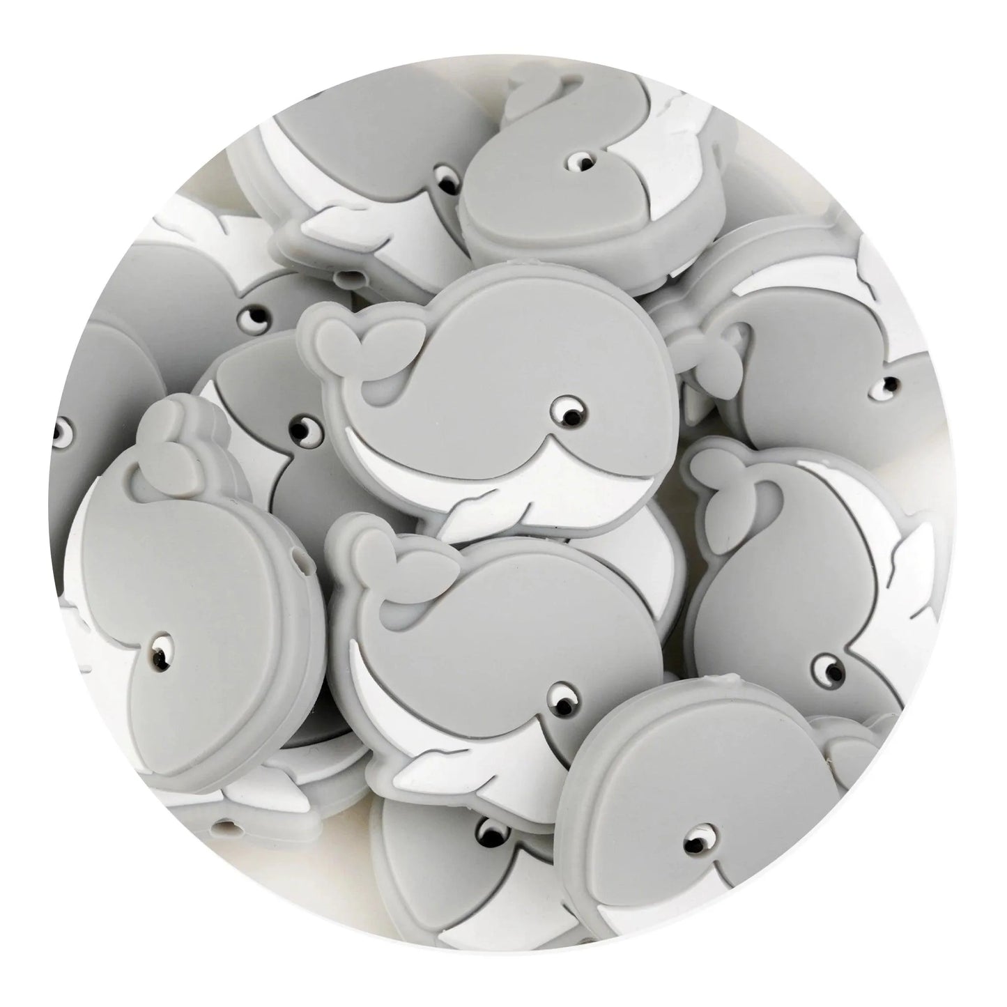 Master Maker Crafts -  Silicone Focal Bead Whale - Light Gray (5 Beads)