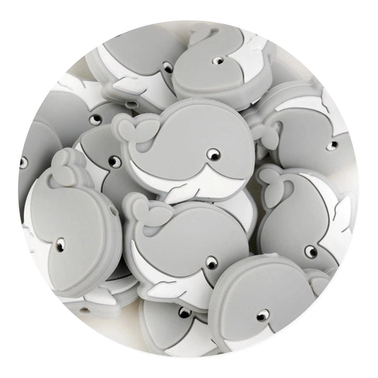 Master Maker Crafts -  Silicone Focal Bead Whale - Light Gray (5 Beads)
