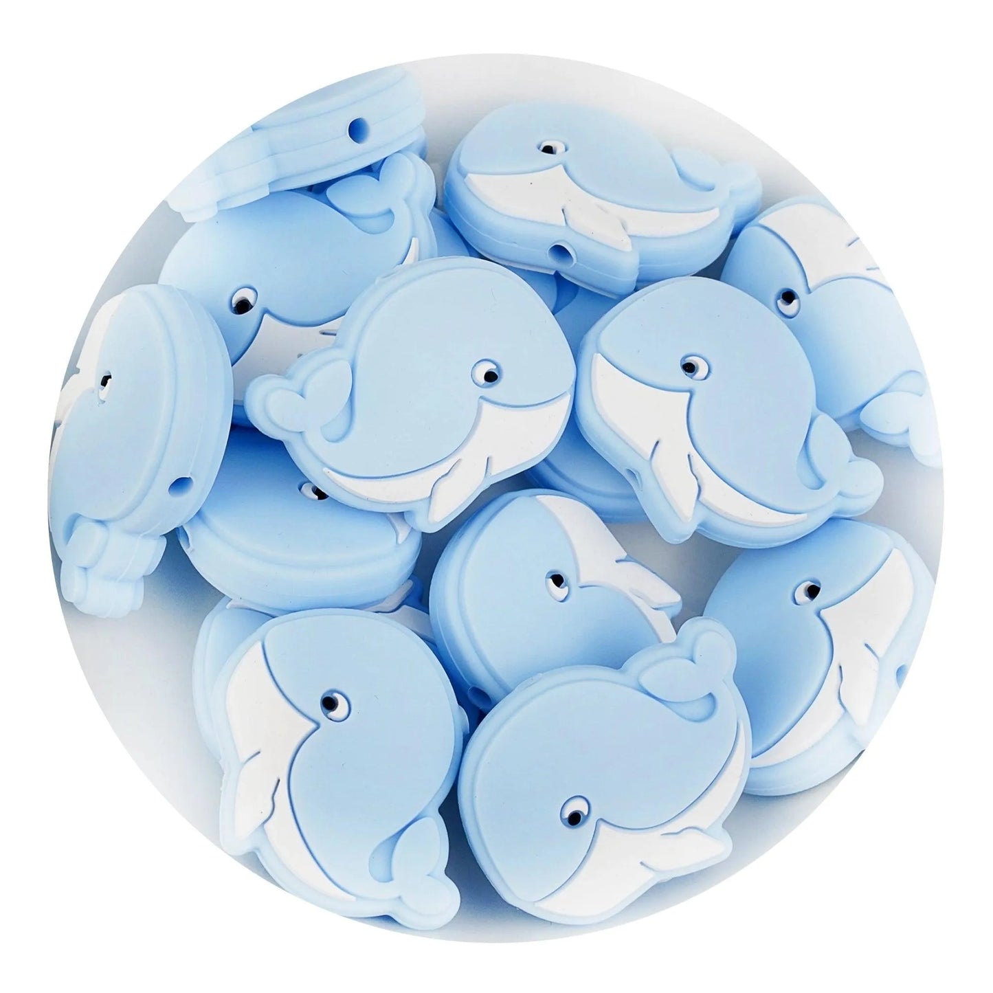 Master Maker Crafts -  Silicone Focal Bead Whale - Pastel Blue (5 Beads)