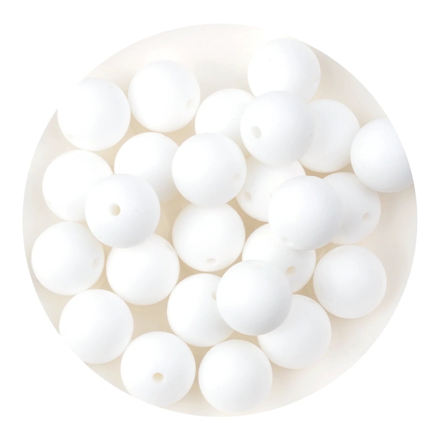 Master Maker Crafts -  Silicone Bead Round - Snow (5 Beads - 15mm)