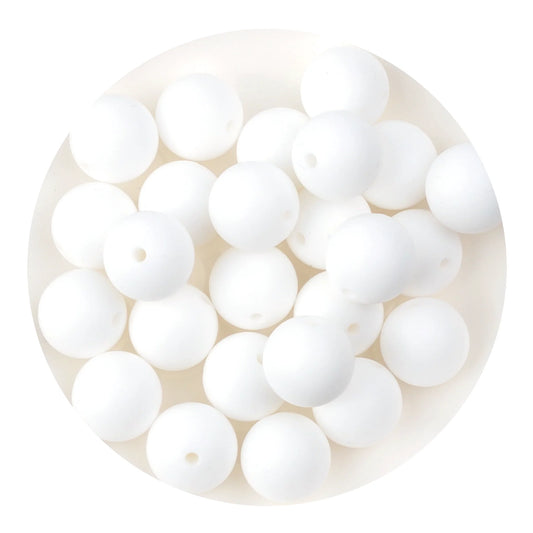 Master Maker Crafts -  Silicone Bead Round - Snow (5 Beads - 15mm)