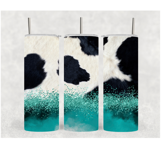20oz Teal Cowprint